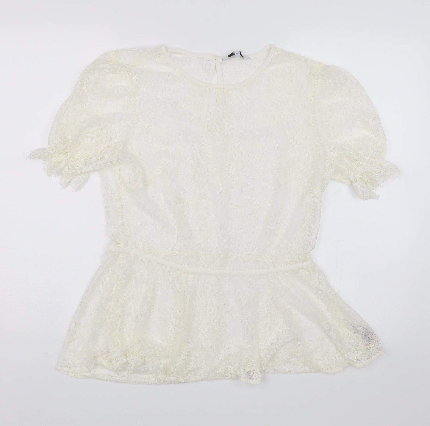 NEXT Womens White Floral  Basic Blouse Size 14