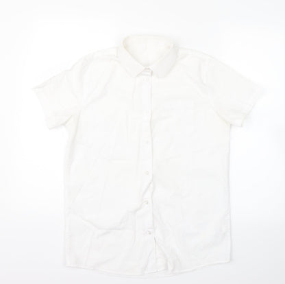Additional front view of F&F girls’ white basic button-up, size 13-14, years
