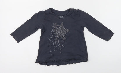 Additional front view of George girls’ grey basic t-shirt, size 6-9, months