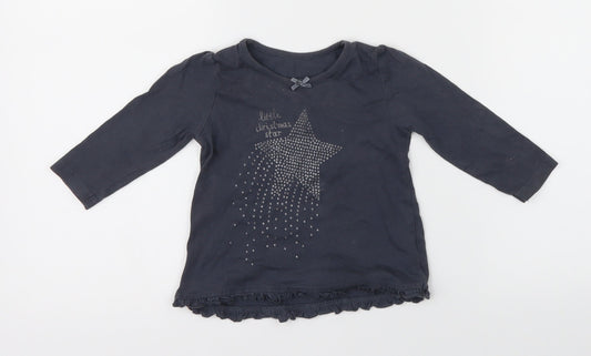 George Girls Grey   Basic T-Shirt Size 6-9 Months