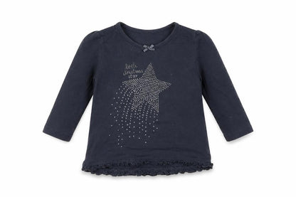 Front view of George girls’ grey basic t-shirt, size 6-9, months