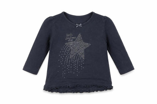 Front view of George girls’ grey basic t-shirt, size 6-9, months