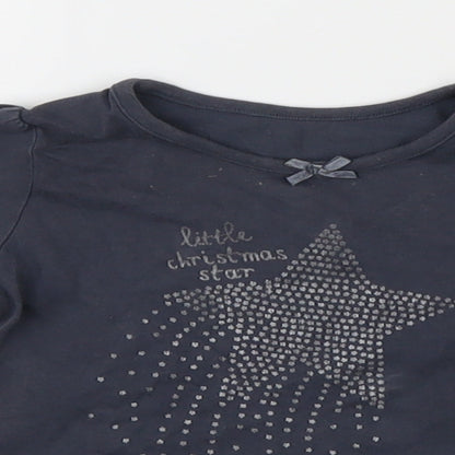 Close-up detail of George girls’ grey basic t-shirt, size 6-9, months