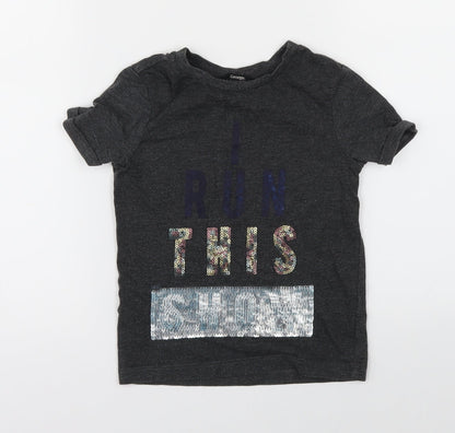 Additional front view of George girls’ grey basic t-shirt, size 2-3, years
