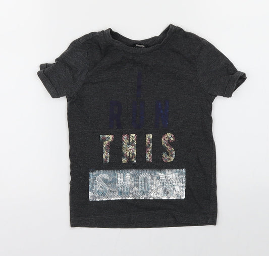 George Girls Grey   Basic T-Shirt Size 2-3 Years