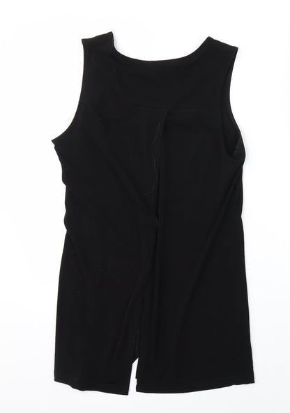 Back view of Miss Selfridge women’s black basic blouse, size UK 8