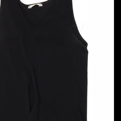 Close-up detail of Miss Selfridge women’s black basic blouse, size UK 8