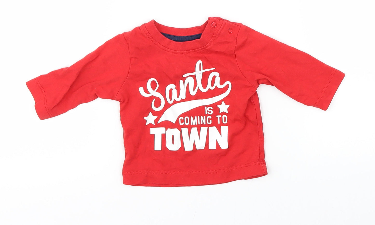 Nutmeg Baby Red   Basic T-Shirt Size 0-3 Months  - christmas