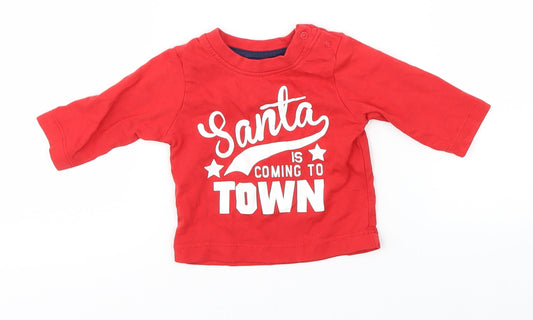 Nutmeg Baby Red   Basic T-Shirt Size 0-3 Months  - christmas