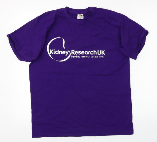 Fruit of the Loom Mens Purple    T-Shirt Size M  - Kidney Research UK