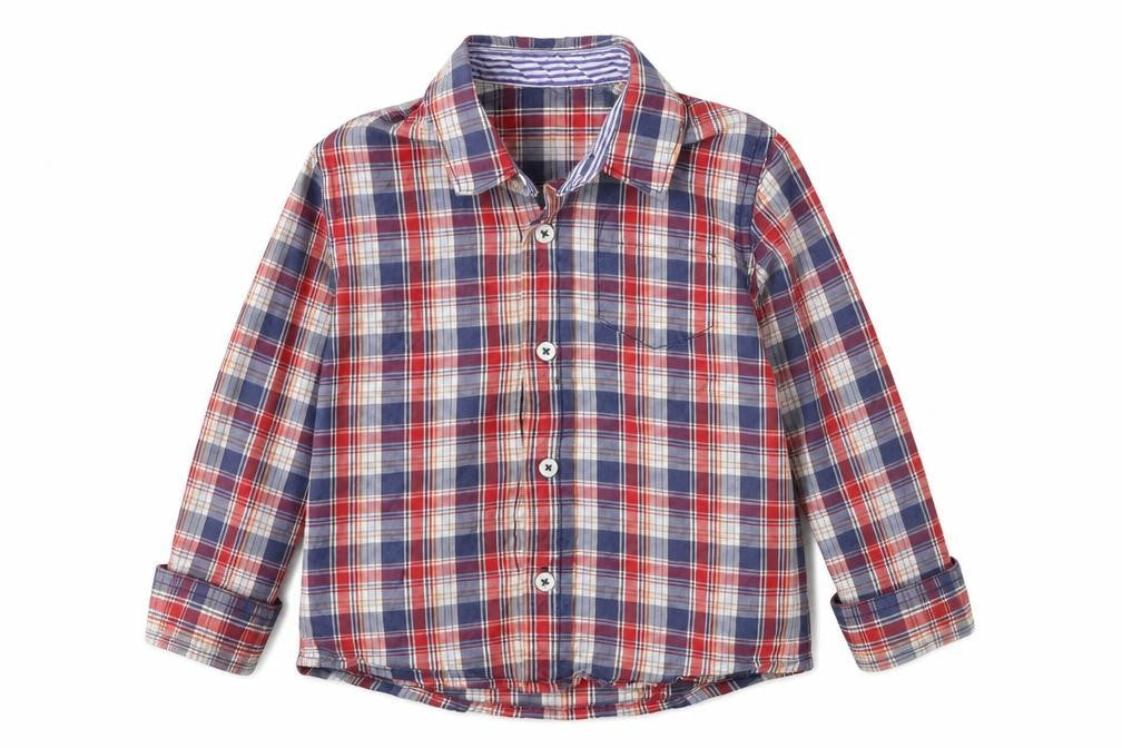 Marks & Spencer Boys Blue Plaid  Basic Button-Up Size 2-3 Years