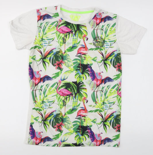 Matalan Boys Green Floral  Basic T-Shirt Size 13 Years