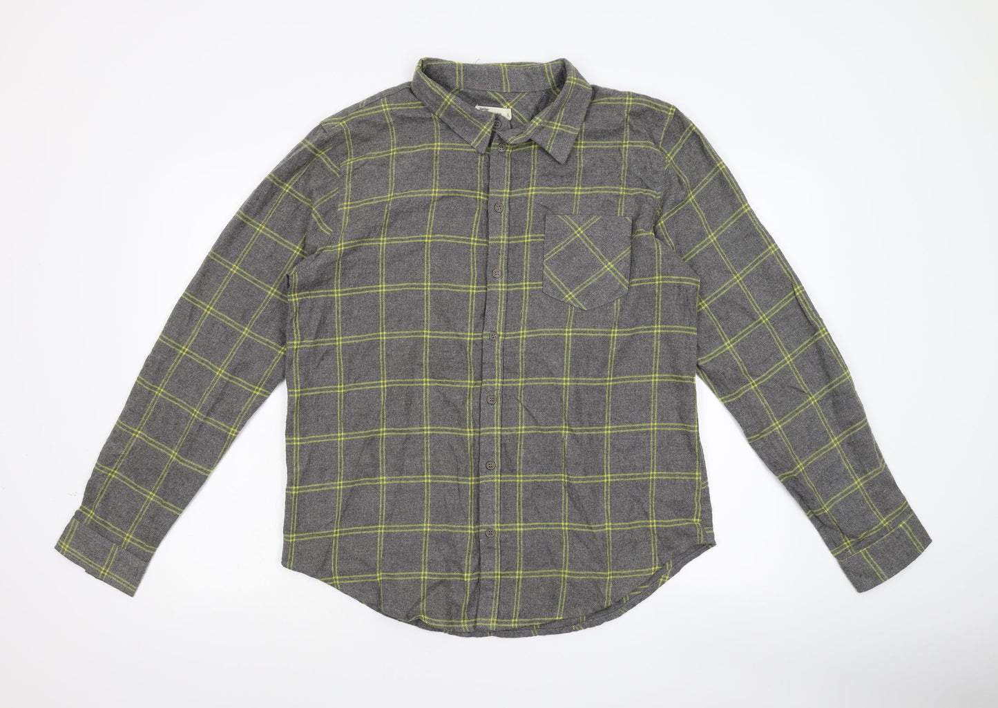 Another Influence Mens Grey Check   Button-Up Size L