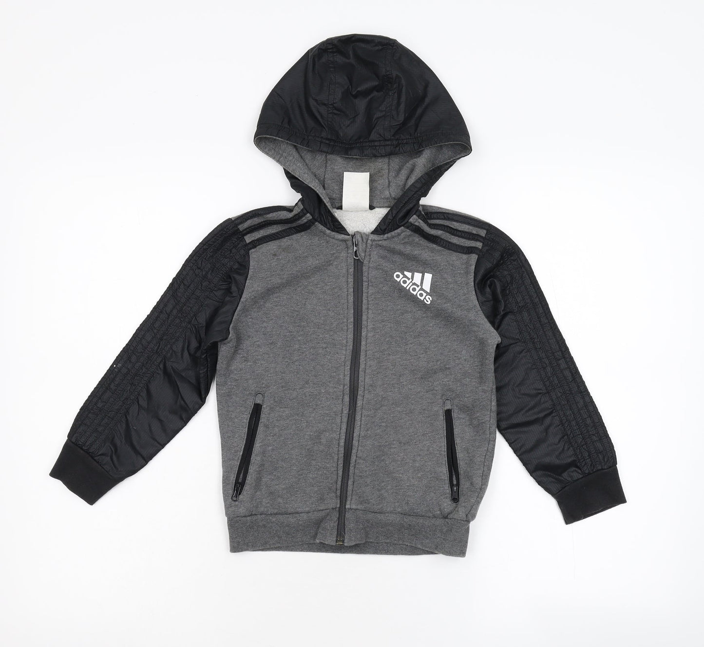adidas Boys Grey   Full Zip Hoodie Size 5-6 Years