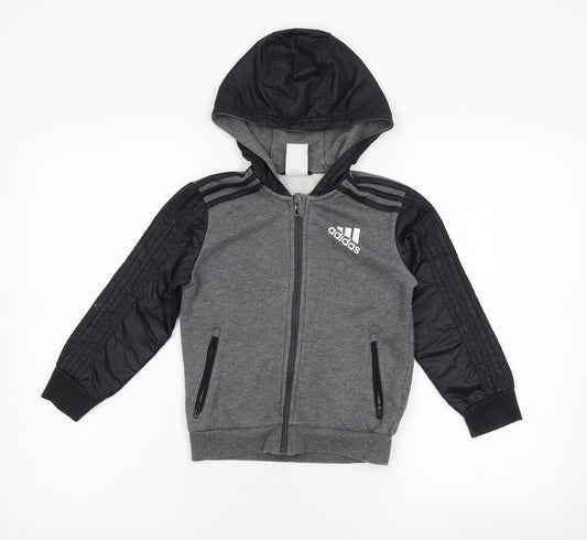 adidas Boys Grey   Full Zip Hoodie Size 5-6 Years