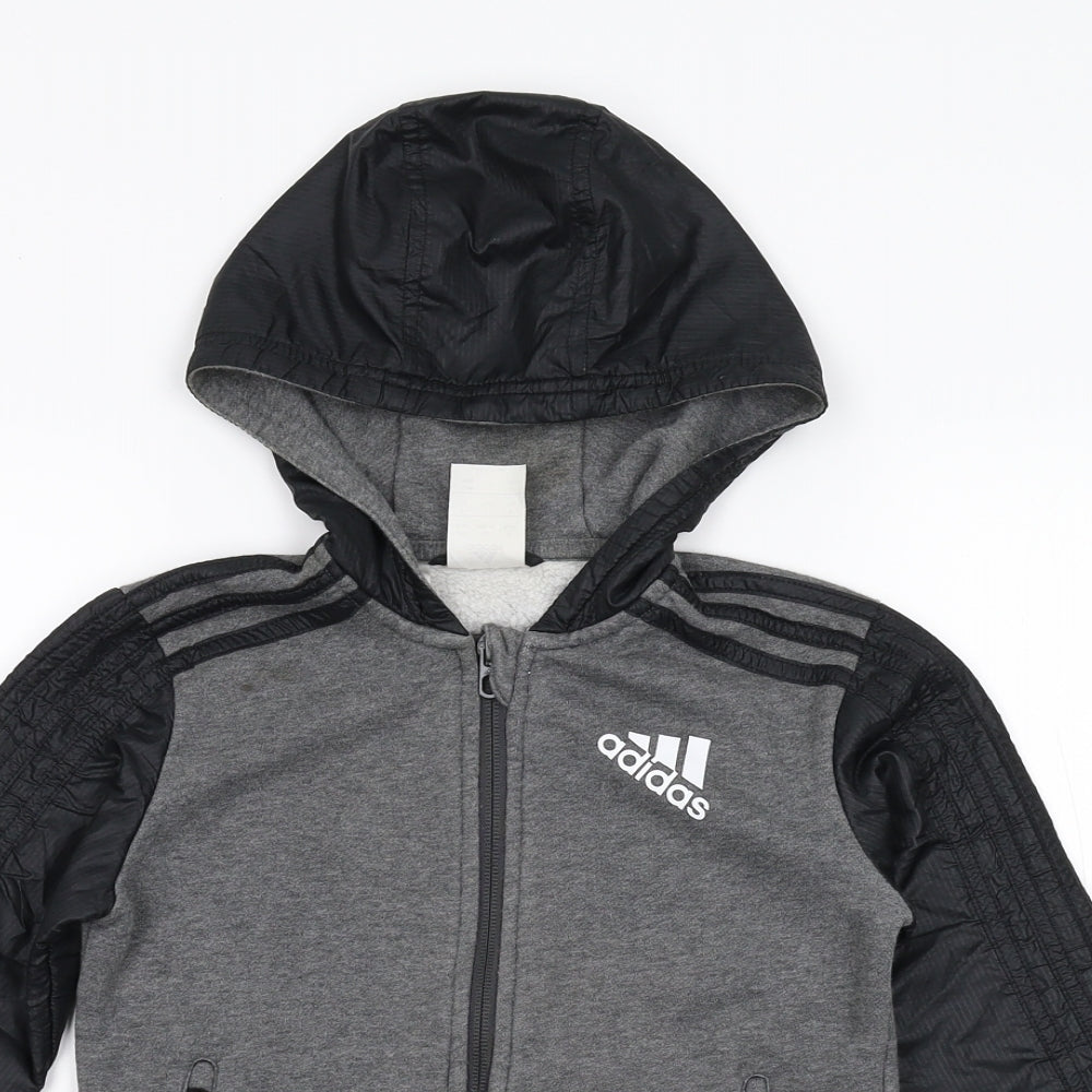 adidas Boys Grey   Full Zip Hoodie Size 5-6 Years