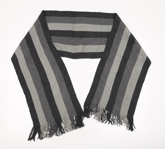 Preworn  Grey Striped Knit Scarf  One Size