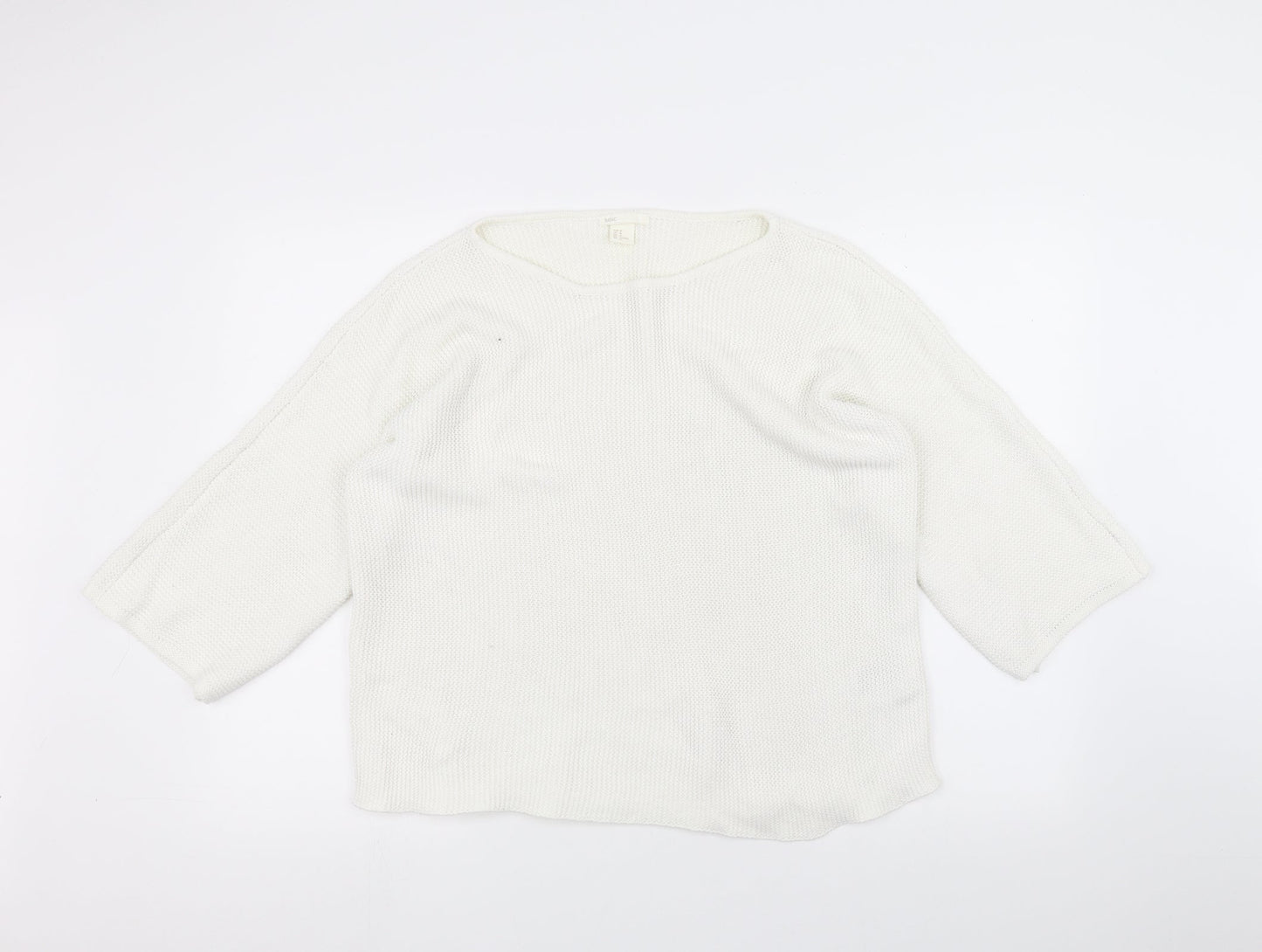 H&M Womens White  Knit Pullover Jumper Size M