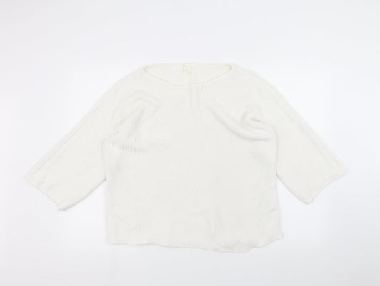 H&M Womens White  Knit Pullover Jumper Size M