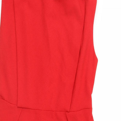 Close-up detail of Atmosphere women’s red mini, size UK 2