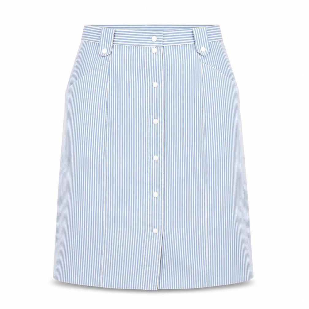 Preworn Womens Blue Striped  A-Line Skirt Size 30 in