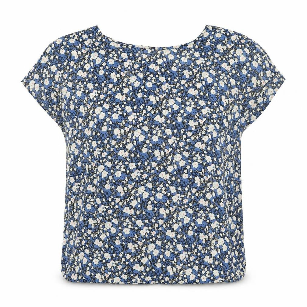 Dylan & Rose Womens Blue Floral  Basic Blouse Size 10  - OPEN BACK