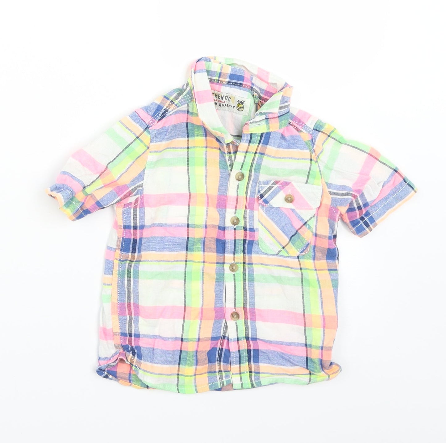 NEXT Baby White Plaid  Basic Button-Up Size 9-12 Months