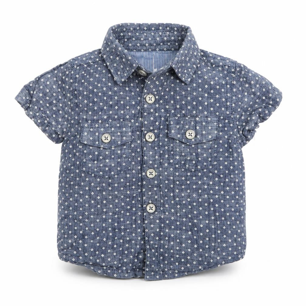 Rebel Baby Blue Polka Dot  Basic Button-Up Size 9-12 Months