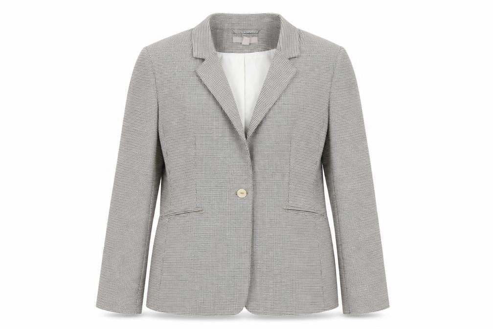 H&M Womens Green Houndstooth  Jacket Blazer Size 12