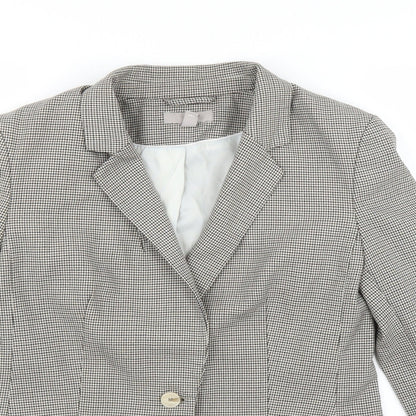 H&M Womens Green Houndstooth  Jacket Blazer Size 12