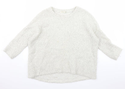 Preloved River Island Womens White  Knit Pullover Jumper Size 8 - Front