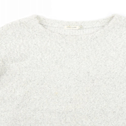 Preloved River Island Womens White  Knit Pullover Jumper Size 8 - Detail