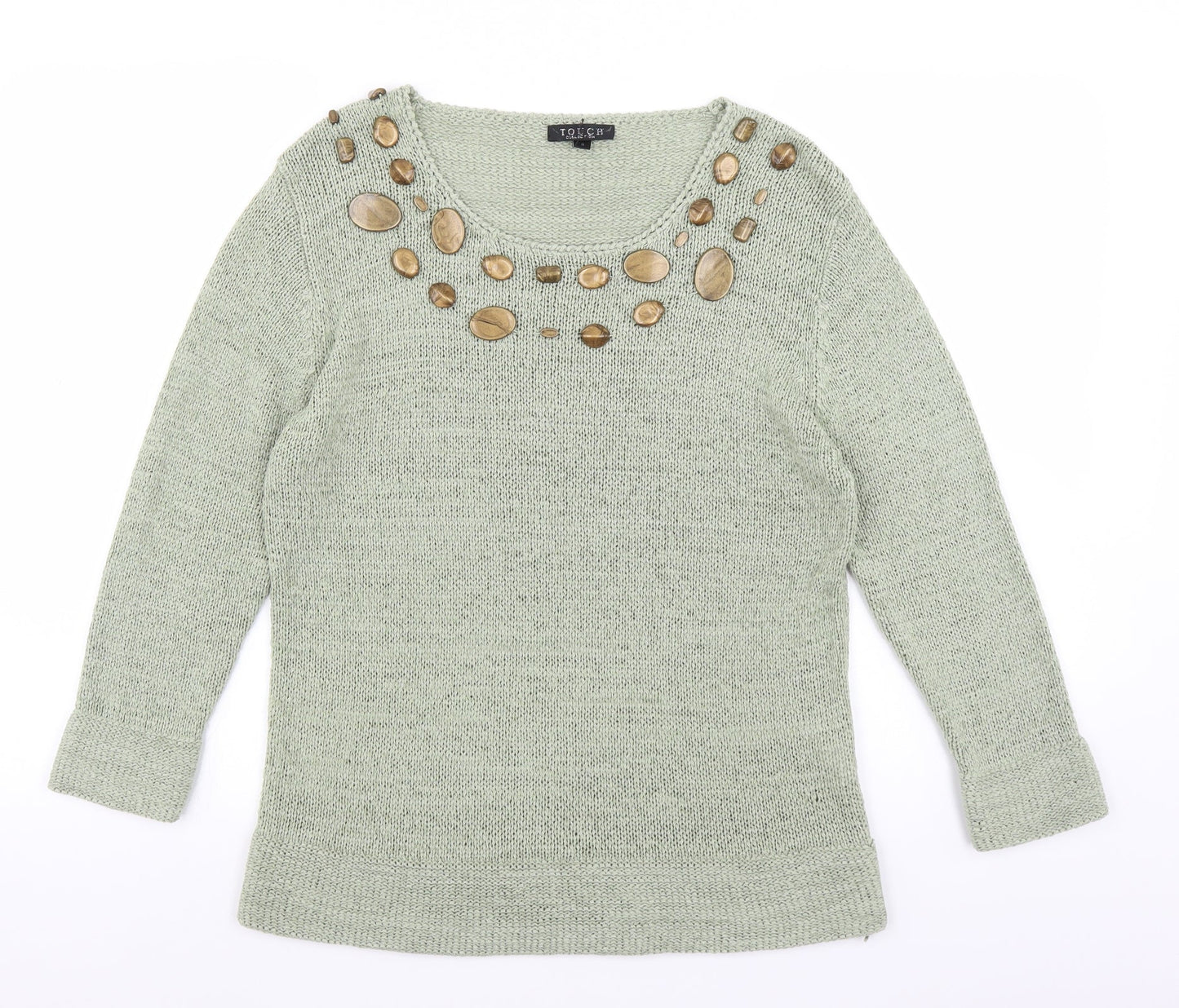 Touch Womens Green  Knit Pullover Jumper Size M