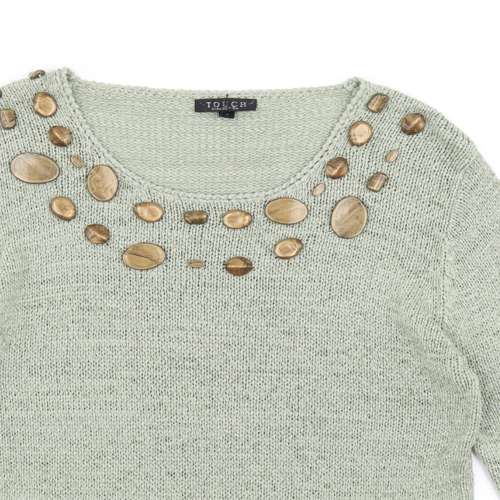 Touch Womens Green  Knit Pullover Jumper Size M