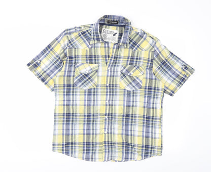 Preloved Kurt Muller Mens Yellow Plaid   Button-Up Size M - Front
