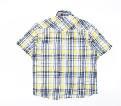 Preloved Kurt Muller Mens Yellow Plaid   Button-Up Size M - Back