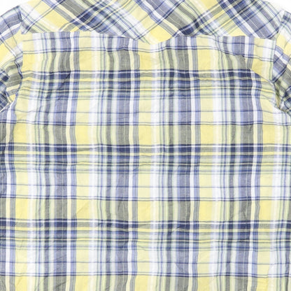 Preloved Kurt Muller Mens Yellow Plaid   Button-Up Size M - Label