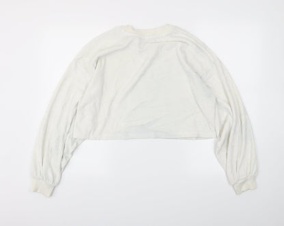 Bershka Womens White   Pullover Jumper Size L