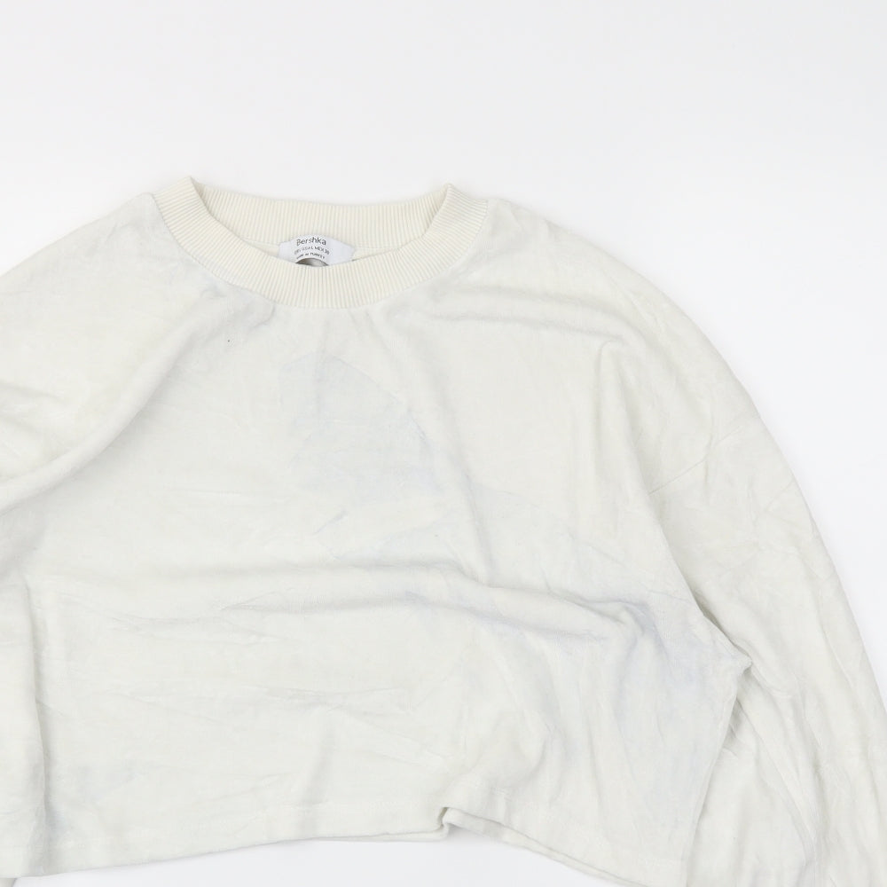 Bershka Womens White   Pullover Jumper Size L