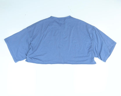 Back view of Missguided women’s blue cropped t-shirt, size UK 8