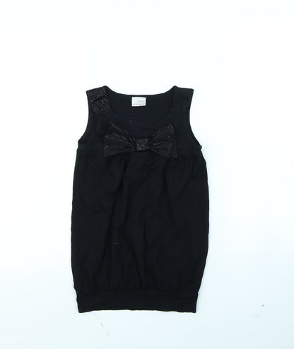 Additional front view of Next girls’ black basic tank, size 7, years