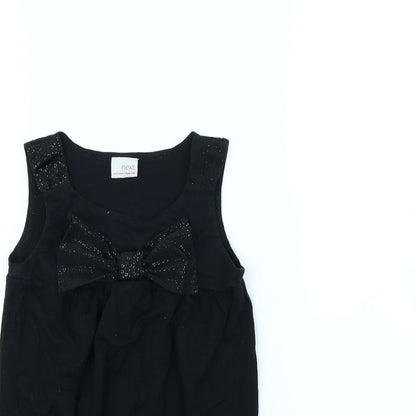Close-up detail of Next girls’ black basic tank, size 7, years