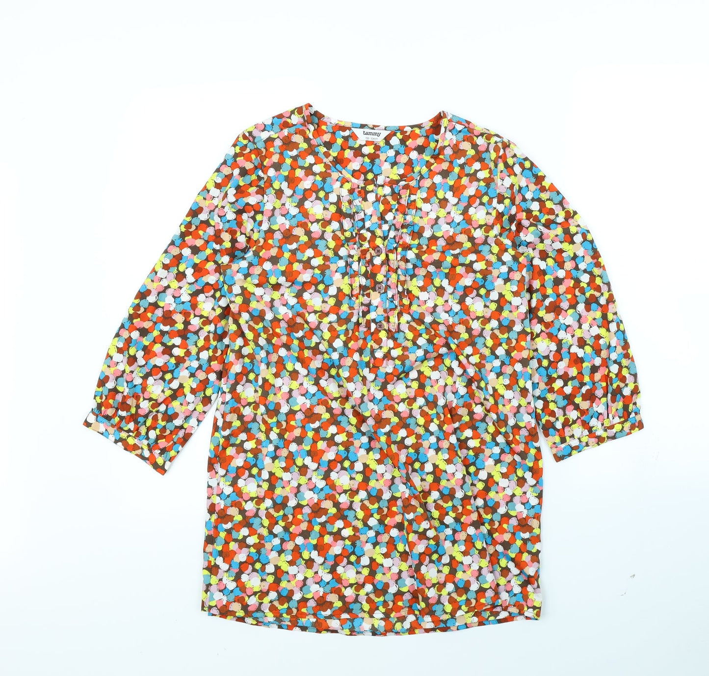 Tammy Girls Brown Polka Dot  Basic Blouse Size 13 Years