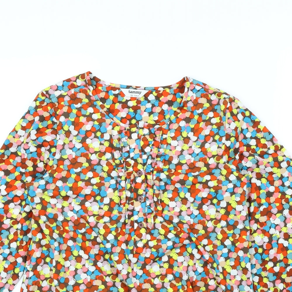 Tammy Girls Brown Polka Dot  Basic Blouse Size 13 Years