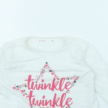 Close-up detail of Nutmeg girls’ white basic t-shirt, size 7, years