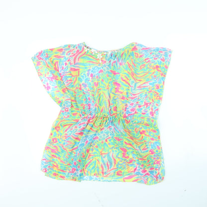 Front view of yd girls’ multicoloured animal print kimono jacket, size 9, years