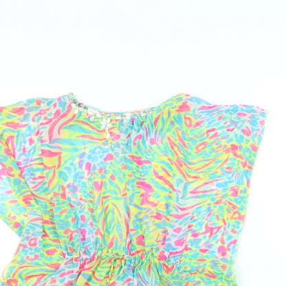 Close-up detail of yd girls’ multicoloured animal print kimono jacket, size 9, years
