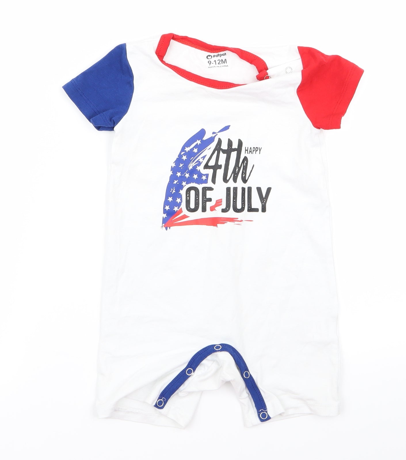 patpat Baby White   Babygrow One-Piece Size 12 Months  - 4th of july