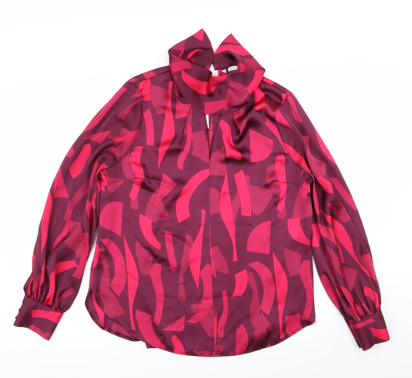 petite Womens Red Camouflage  Basic Button-Up Size 12