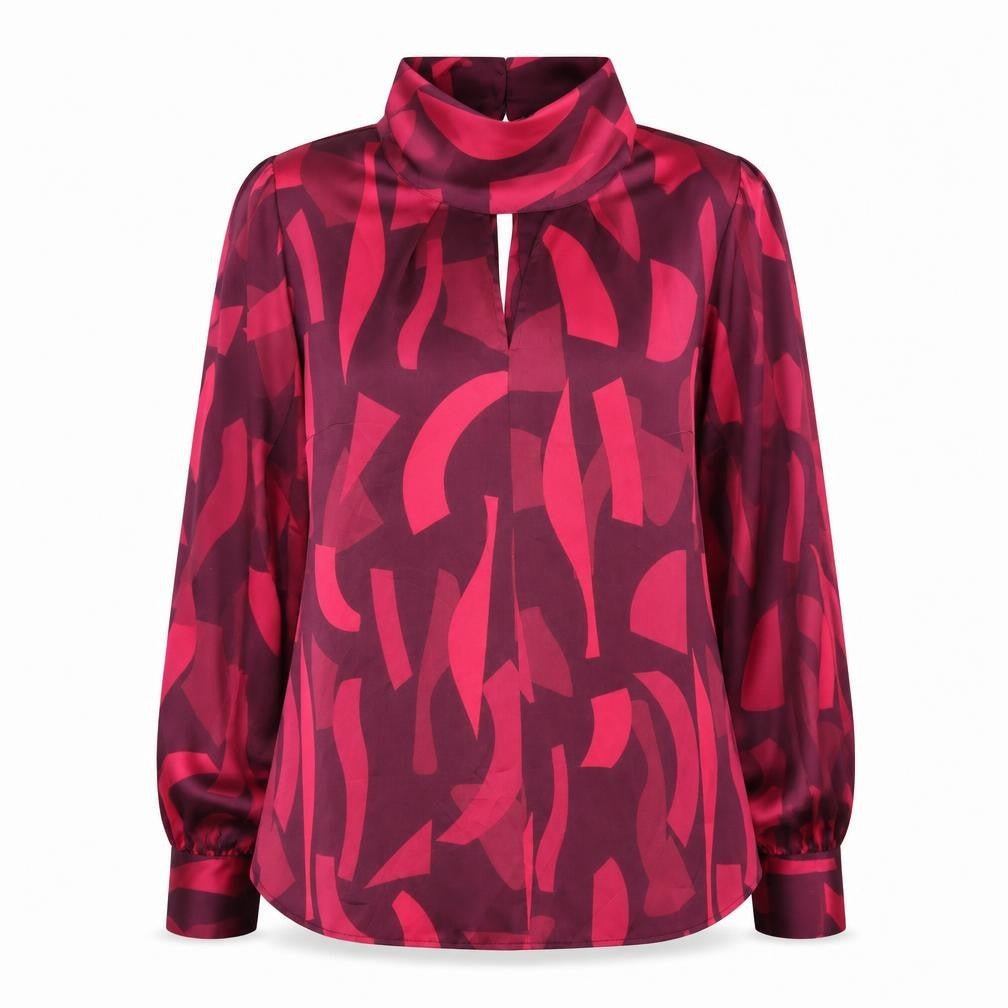petite Womens Red Camouflage  Basic Button-Up Size 12